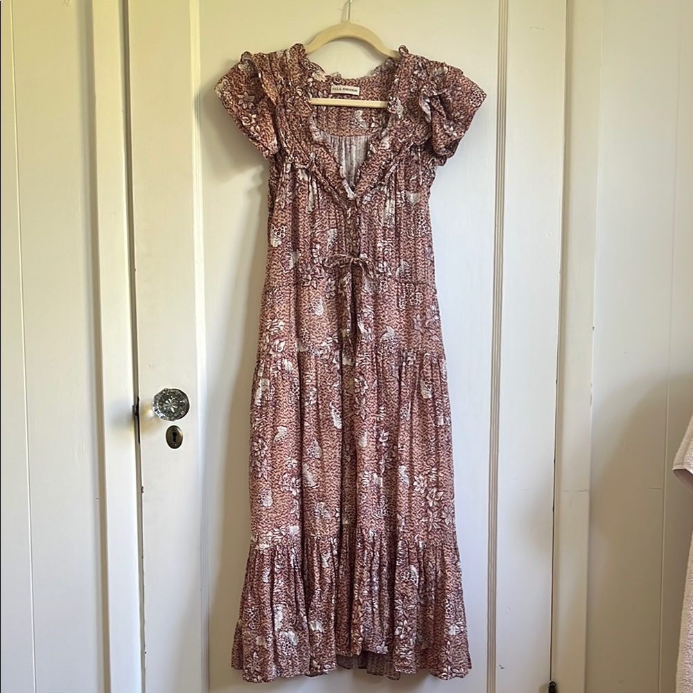 Ulla Johnson Floral Ruffle Sleeve Maxi Dress